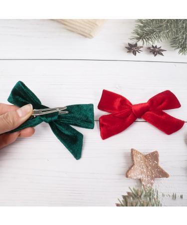 4Pcs Velvet Bow Hair Clips for Girls & Women, Christmas Hair Accessories in Red Green - 3.8 Inch - Buy Online on SooperMarket.com