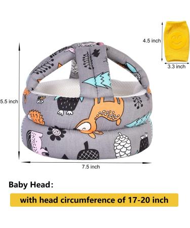 Umtiti Baby Adjustable Safety Helmet with Knee Pads, Socks & Head Guard - Forest Gray Set - Buy Online on SooperMarket.com