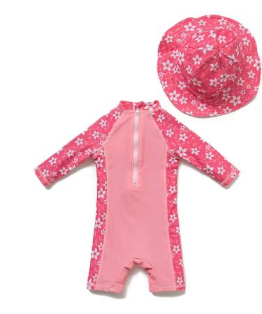 BONVERANO Baby Girls Swimsuit | Toddler Bathing Suit with UPF 50+ Sun Protection | Long-Sleeve Zipper One Piece Swimwear | 18-24 Months Sakura - Buy Online on SooperMarket.com