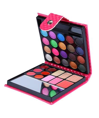 FantasyDay Pro 32-Color All-In-One Makeup Palette with Lipgloss, Blush, Face Powder, and Brush in Red Bag - Buy Online on SooperMarket.com