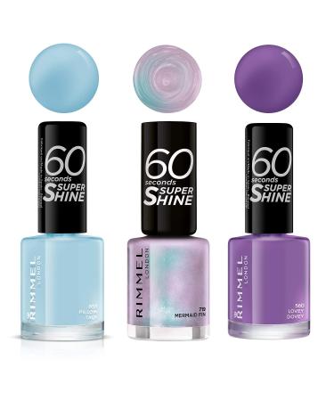 Rimmel London 60 Seconds Super Shine Mermaid Nail Polish Trio (Pack of 3) Mermaid Nail Trio