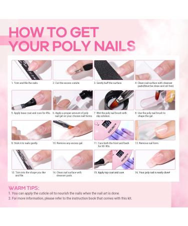 Modelones Poly Nail Gel Kit with 48W LED Nail Lamp - 6 Nude Pink Colors, Slip Solution, Rhinestones, Glitters - Manicure Starter Kit for Women - Buy Online on SooperMarket.com