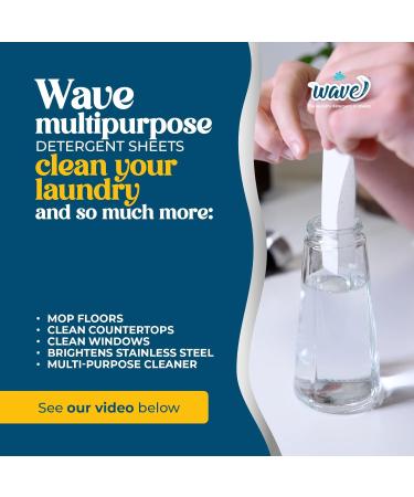 Wave Laundry Detergent Sheets - Scented 32 Loads - Fast-Dissolving & Powerful Multi-Purpose Cleaner - Eco-Friendly Plastic-Free Clean Breeze 32 Count - Buy Online on SooperMarket.com