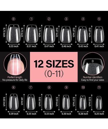AILLSA Short Coffin Nail Tips - Half Matte Soft Gel Full Cover False Nails - 360PCS 12 Sizes with Gift Box - Buy Online on SooperMarket.com