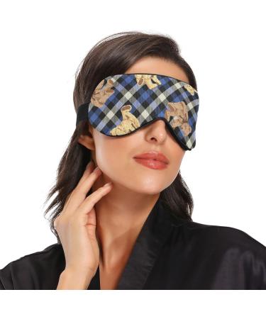 Haskirky Light Blocking Eye Mask for Men and Women - Breathable & Adjustable for Travel, Yoga, Meditation - Deep Sleep Mask - Navy Plaid - Buy Online on SooperMarket.com