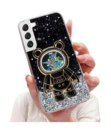 Tivenfezk Nadoli for Samsung Galaxy S21 Treibsand B r Astronaut Hidden Stand Shell caricature glitter astronaut stand soft silicone bling cell phone case.