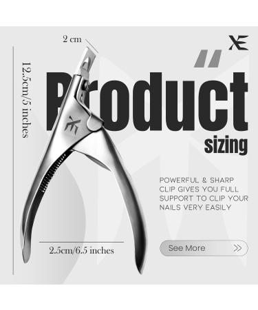 XE Stainless Steel False Nail Tip Clipper | Professional Nail Extension Tool with Coarse Nail File | Manicure Pedicure Acrylic Gel Trimmer - Buy Online on SooperMarket.com