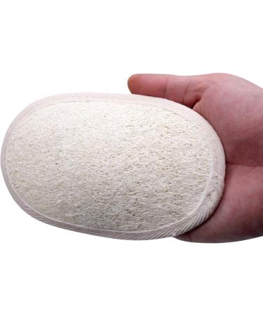 Pack of 6 Natural Organic Loofah Sponge Pads for Exfoliating Skin | Bath & Shower Scrubber with Adhesive Hook - Buy Online on SooperMarket.com
