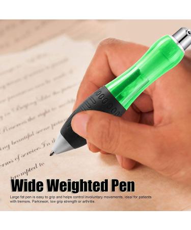 5-Piece Weighted Pens for Hand Tremors | Extra Wide Grip Retractable Fat Pens for Arthritis & Parkinson's - Green - Buy Online on SooperMarket.com