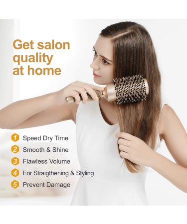 Premium 2-Pack Round Hair Brushes for Blow-Drying | Professional Wild Boar Bristle Round Brushes - 53 & 43mm for Curls & Smoothing | SNDYI - Buy Online on SooperMarket.com