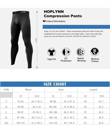 HOPLYNN Men's Winter Compression Pants 4 Pack - Running Baselayer Tights for Workout, Sports, Yoga - Black, Grey, Blue - Large - Buy Online on SooperMarket.com
