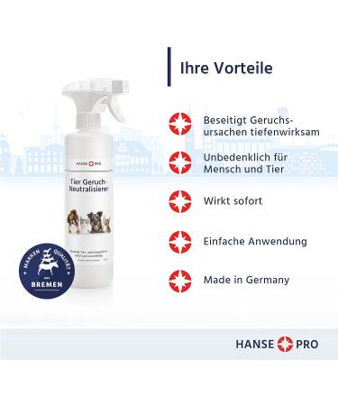 Hansepro Animal Odor Neutralizer - 2 x 500 ml | Effective Odor Remover & Stain Killer for Cat & Dog Urine | Eliminate Pet Smells Internationally - Buy Online on SooperMarket.com