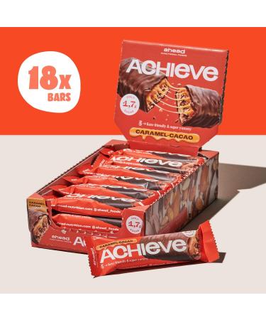 ahead ACHIEVE Keto Chocolate Bars 18x35g | Caramel Cacao Low Carb Sugar Free with MCT-Fats | 100% Natural Keto & Healthy Snacks - 18 Count - Buy Online on SooperMarket.com