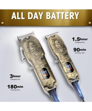 Karrte Professional Hair Clippers Set - Cordless Hair Trimmer for Men | T-Blade Beard Grooming Kit with Adjustable LED Display - Zero Gapped Bronze Finish - Buy Online on SooperMarket.com