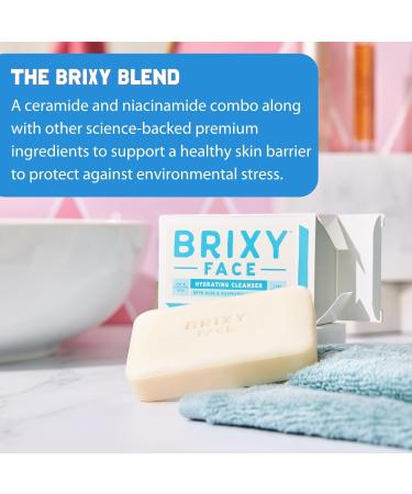 BRIXY Hydrating Facial Cleansing Bar for Dry Skin | Aloe & Raspberry Seed Oil | Ceramide & Niacinamide | Soap-Free & pH Balanced - Buy Online on SooperMarket.com