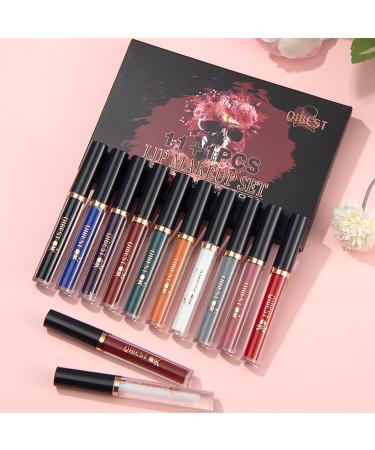 12pcs Matte Liquid Lipstick with Lip Plumper Makeup Sets - Halloween Cosplay Lip Gloss Set - Buy Online on SooperMarket.com