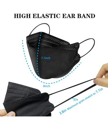 60PCS KF94 Black Disposable Face Masks - Individually Packaged 4-Ply Breathable Fish Mouth Type Mask for Daily Outdoor Use - Adjustable Nose for Comfort - Buy Online on SooperMarket.com