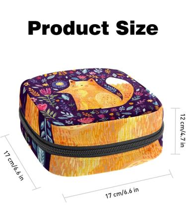 Watercolor Fox Sanitary Napkin Storage Bag - Portable Menstrual Cup Pouch for Women - Multi-colored Design - 1Pc - Buy Online on SooperMarket.com