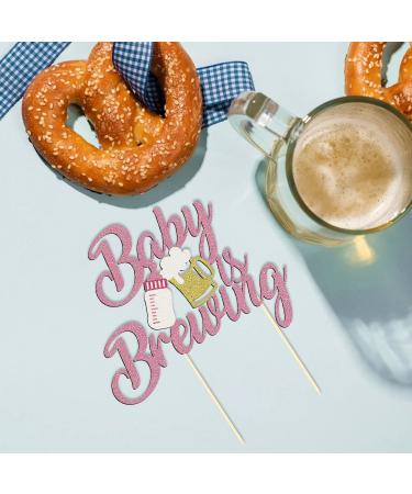 1 Pack Glitter Baby is Brewing Cake Topper for Beer Themed Baby Shower Decoration Beer Baby Gender Reveal Decoration (Pink baby) - Buy Online on SooperMarket.com