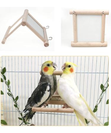 Bogoro Wooden Mirror & Bird Toy - Parrot Cage Accessories Fun Toys and Stylish Wooden Frame - Buy Online on SooperMarket.com
