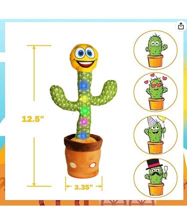 Happy Cactus Plush Toy - Talking, Singing & Dancing Interactive Buddy - USB Rechargeable - Christmas and Home Decoration Piece - Buy Online on SooperMarket.com