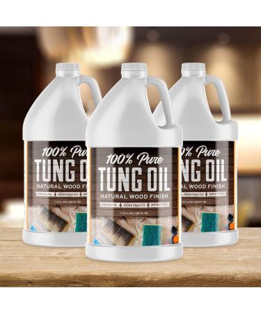 Pure Tung Oil - 1 Gallon (128 Fl Oz) for Wood Finishing | 100% Pure Ideal for Furniture Polish & Restoration | International Shipping Available - Buy Online on SooperMarket.com