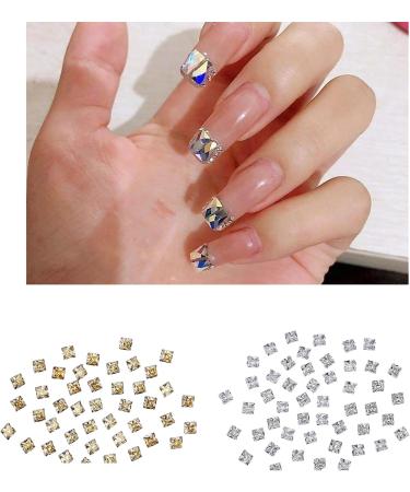 Unique Square Pointed Bottom Rhinestones For Nail Decoration Eye Catching Nail Accessories Square Pointed Bottom Rhinestones White middle - Buy Online on SooperMarket.com