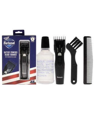 Barbasol Battery Powered Electric Beard Trimmer with Stainless Steel Blades and Adjustable Settings