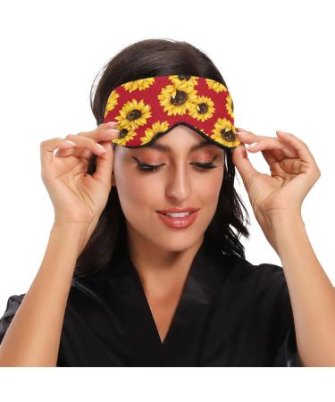 Haskirky Light Blocking Eye Mask - Breathable & Adjustable for Men and Women | Perfect for Travel, Yoga, Meditation, Office & Deep Sleep - Red Sunflower Design - Buy Online on SooperMarket.com