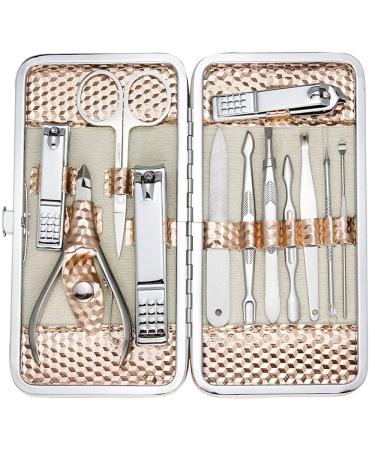 ZIZZON Manicure Set Nail Clippers Pedicure Kit professional Manicure Kit Grooming kit Nail Care Tools with Travel Case(Rose Gold)