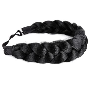 Bohemian Braided Headband Wig - Oversized Strand, Classic Style, Elastic Synthetic Hairband for Women and Girls (Black 1B) - Buy Online on SooperMarket.com