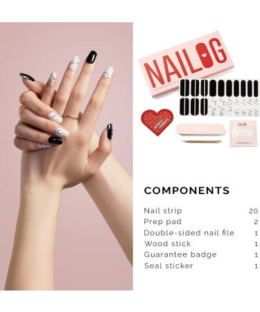 NAILOG Extra Long Semi Cured Gel Nail Strips - 20 Piece Long Lasting Nail Stickers with Soft Glossy Finish - Buy Online on SooperMarket.com