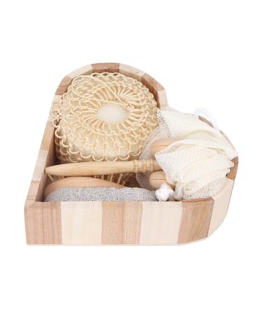 Bath Shower Kit Bath Sponge Shower Set Remove Dead Skin Comfortable Grip Heart Shape Storage Box for Home Use