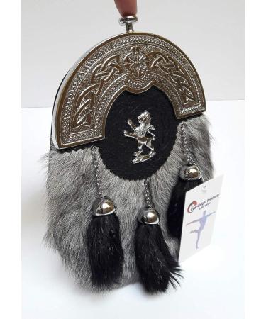 Scottish Kilt Sporran - Grey Goat Skin Full Dress Sporran with Celtic Chrome Cantel - Buy Online on SooperMarket.com