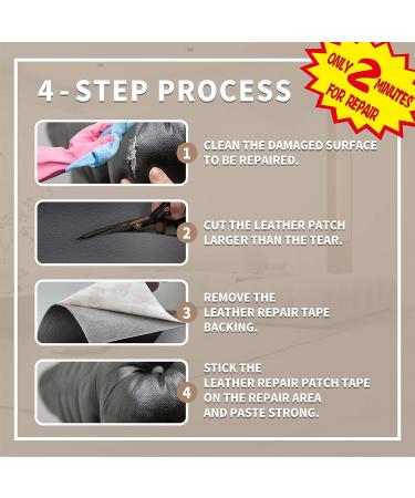 ALLANSING Leather Repair Tape Patch - Self Adhesive Vinyl Repair Tape for Furniture Couch Upholstery - Black 3.5x65 Inch - Buy Online on SooperMarket.com