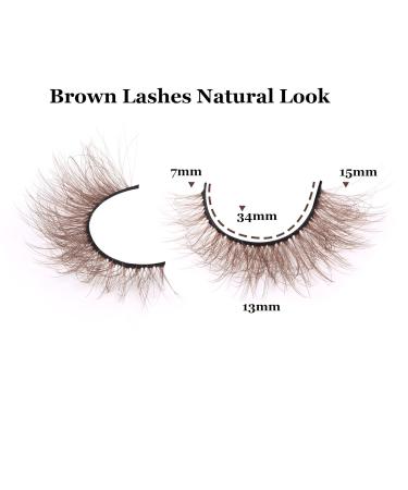 Geeneiya Brown 5D Volume Strip False Eyelashes - Natural Wispy Mink Lashes for Cat Eye Look - Fluffy 15mm Pack - Best Fake Lashes - Buy Online on SooperMarket.com