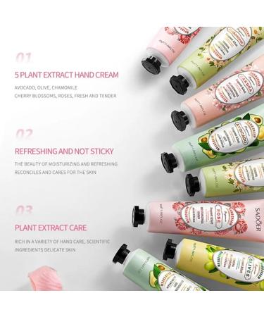 Hand cream set 5 * 30g colorful flower and fruit plant extract moisturizing hand cream anti-cracking hydrating hand cream refreshing and not greasy smoothing skin and removing roughness Binfense - Buy Online on SooperMarket.com