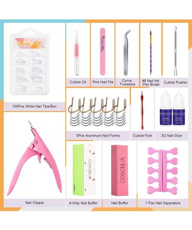 Acrylic Nail Kit for Beginners & Professionals - 3 Colors Powder, 12 Glitter Powders, Nail Tips & Supplies for Nail Extension & Decoration - DIY Acrylic Nails 147 - Buy Online on SooperMarket.com