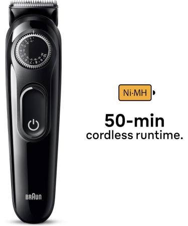 Braun Beard Trimmer Series 3 3410 Electric Beard Trimmer for Men Incl. Ultra-Sharp Blade 40 Length Settings Styling Tools Rechargeable 50-min Cordless Runtime & Washable Black BT3410 - Buy Online on SooperMarket.com