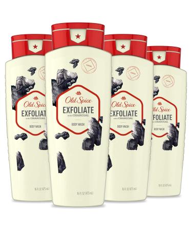 Old Spice Body Wash for Men Exfoliate with Charcoal Scent 16 Fl Oz (Pack of 4) citrus amber and bravery 16 Fl Oz (Pack of 4)