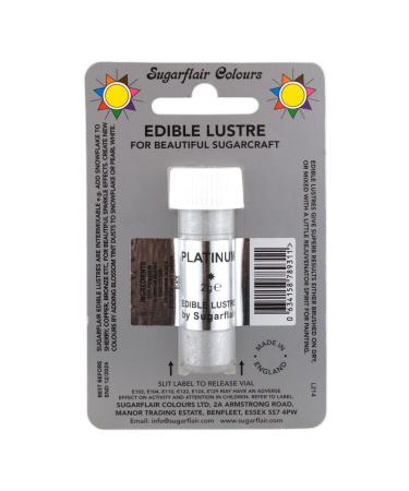 Sugarflair PLATINUM Silver Edible Lustre Dust Powder - Cake decorating food colour