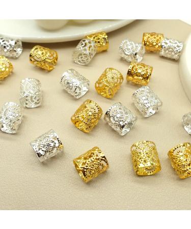 100pcs Adjustable Cuffs Hair Jewelry for Braids Gold and Silver Locs Jewelry Dreadlocks Beads for Women Hair Braid Rings Decoration Accessories Style A