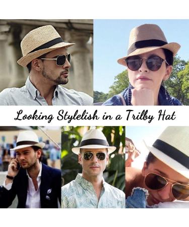 Beige Mens Straw Fedora Hat | Trilby Sun Panama Wool Hat | Size 7 1/4 (58cm) - Buy Online on SooperMarket.com
