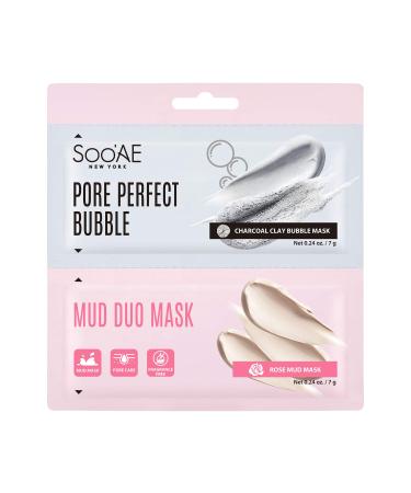 SOOAE Pore Perfect Bubble Mud Duo mask 12 Count Carbonated Bubble Clay mud mask + Rose Mud Mask - Pore Care