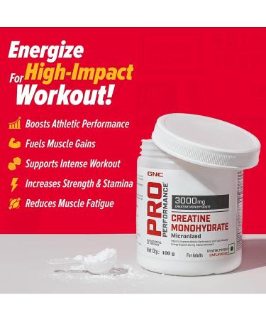 GEN.C Pro Performance Pure Micronized Creatine Monohydrate | 100 gm | 33 Serving | Instantized | Fuels Muscles | Increase Muscle Mass | Rapid Absorption | Lab Tested | Unflavoured | Boosts Athletic Performance | Imported - Buy Online on SooperMarket.com