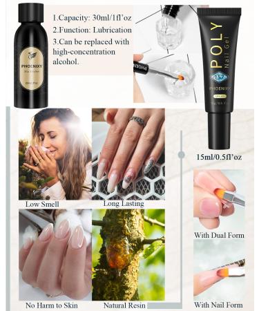 Phoenixy Poly Nail Gel Kit - 10 Colors Poly Extension Starter Set with Top Coats & Manicure Tools - Ideal Gifts for Women - Buy Online on SooperMarket.com