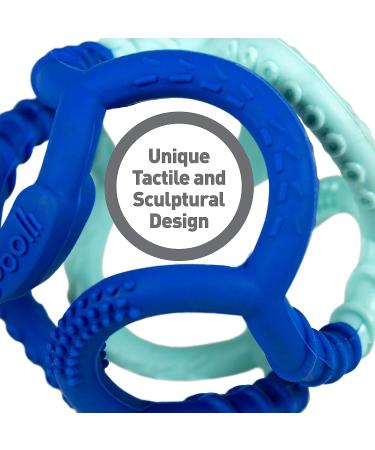 OgoBolli Gummi Teething Ring Sensory Ball Toy for Babies & Toddlers - Non-Toxic Silicone - Blue Blueberry - 6+ Months - Buy Online on SooperMarket.com