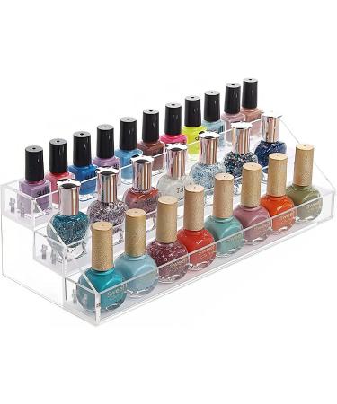 AYNEFY nail polish stand Three layers acrylic clear nail polish storage makeup display stand organizer holder 31x13.3x11cm 3 couche