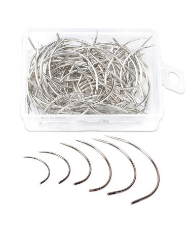 120 Pcs Leather Needles, Curved Sewing Needles, Weaving Needle for Carpet Leather Canvas Repairing, Blocking Knitting, Modelling and Crafts
