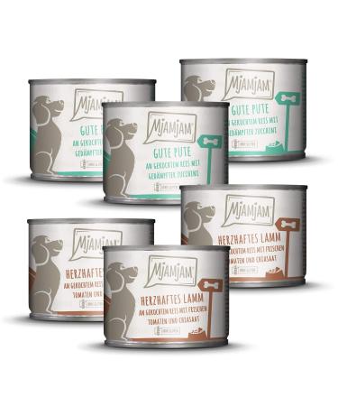MjAMjAM - Premium wet food for dogs - Mono package I - with lamb and turkey pack of 6 (6 x 200 g) natural with extra meat